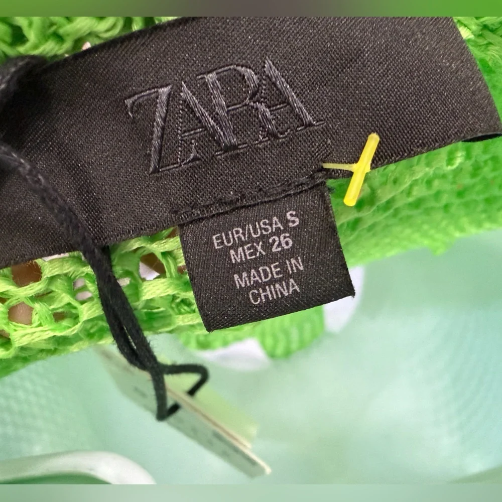 Zara Bright Lime Green Crochet Button-Up Cardigan